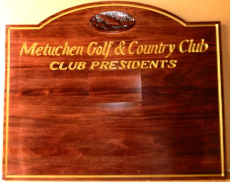 WM1560 - Golf Club Perpetual Plaque,  Engraved Stained Mahogany