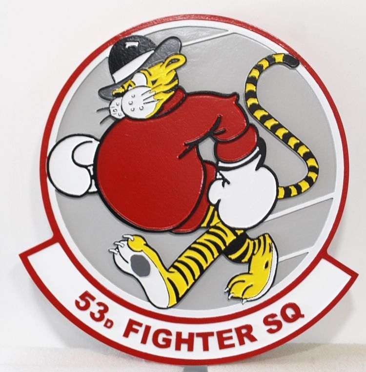 LP-2692 - Carved 2.5-D Raised Crest / Logo of the 53rd Fighter SquadronRelief HDU Plaque of the