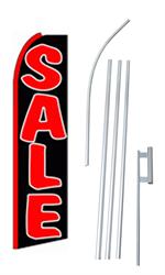 Sale Red & Black Swooper/Feather Flag + Pole + Ground Spike