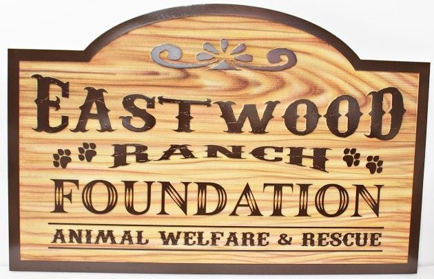 O24921 - Custom Carved and Engraved Wood Sign for "Eastwood Ranch Foundation Animal Welfare & Rescue"