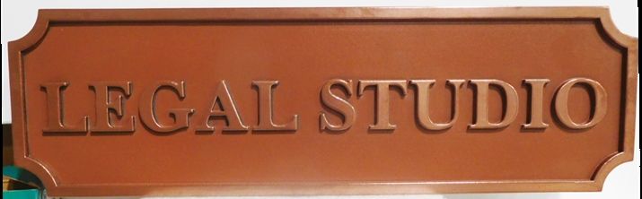 A10497 - Carved  Sign for the "Legal Studio", 2.5-D Copper-Plated Text 
