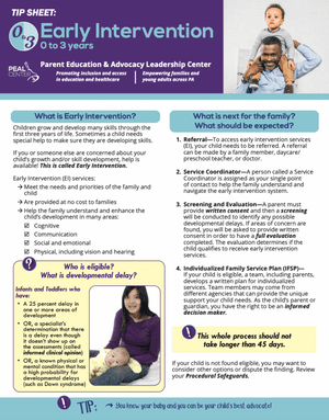 Tip Sheet: Early Intervention 0 to 3