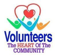 Volunteer logo stating, "Volunteers, the heart of the community!"