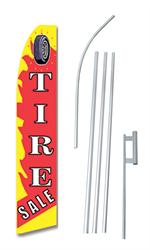 Tire Sale Flame Swooper/Feather Flag + Pole + Ground Spike