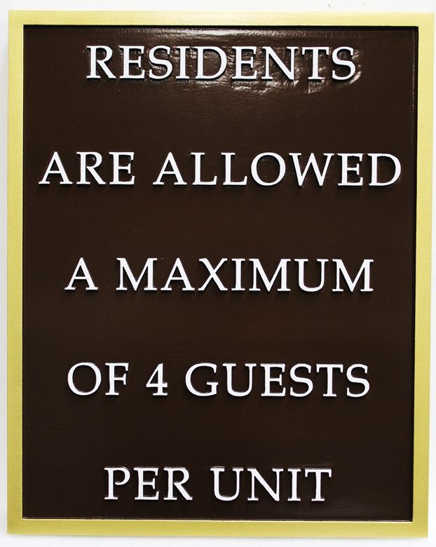 GB16347 - Carved Raised Text High-Density-Urethane (HDU)  Swimming Pool Rules Sign, for Maximum Guest