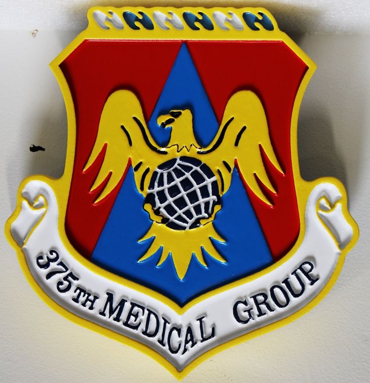 LP-8045 - Carved Shield Wall Plaque made for the US Air Force's 376th Medical Group 