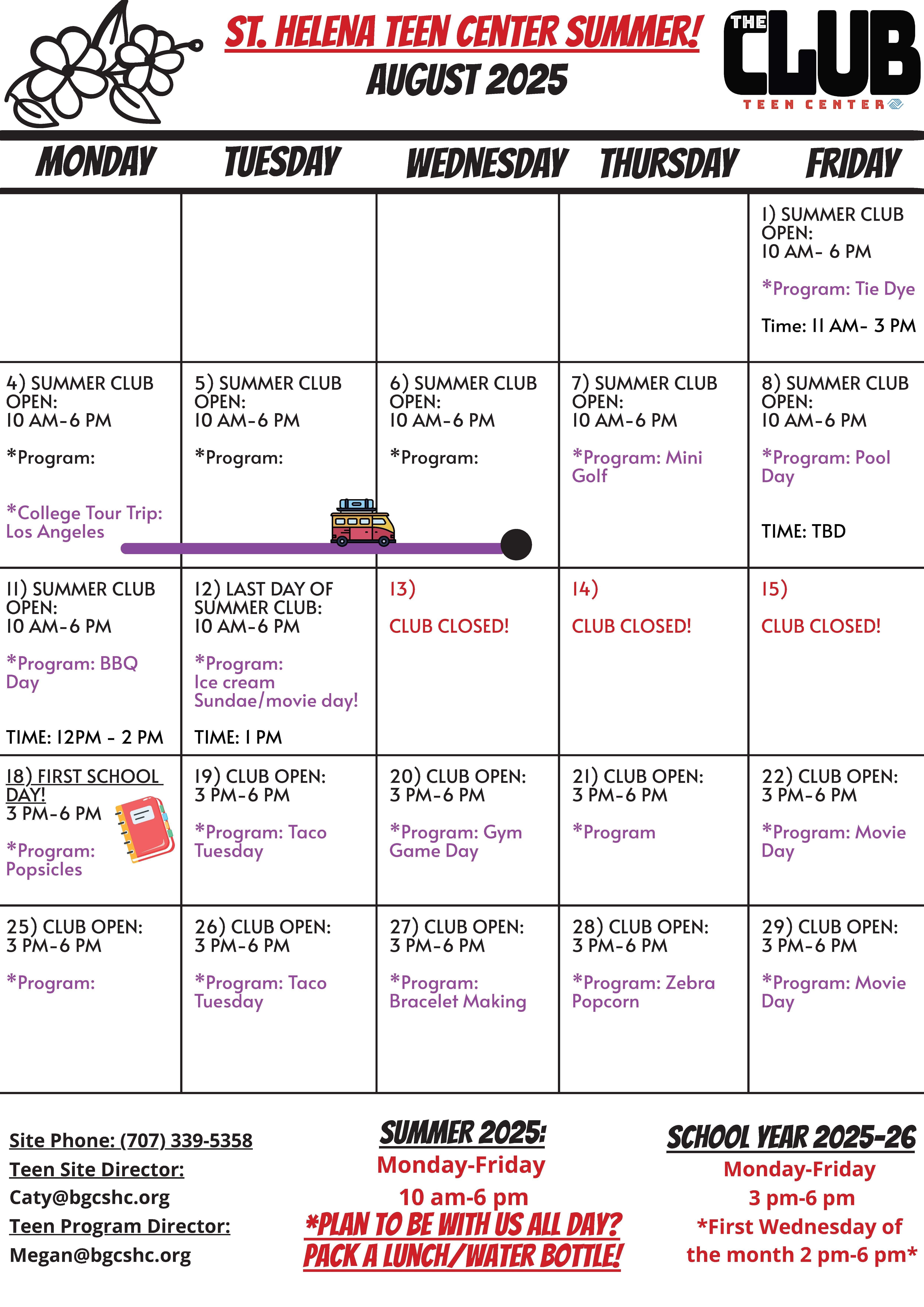 August Calendar
