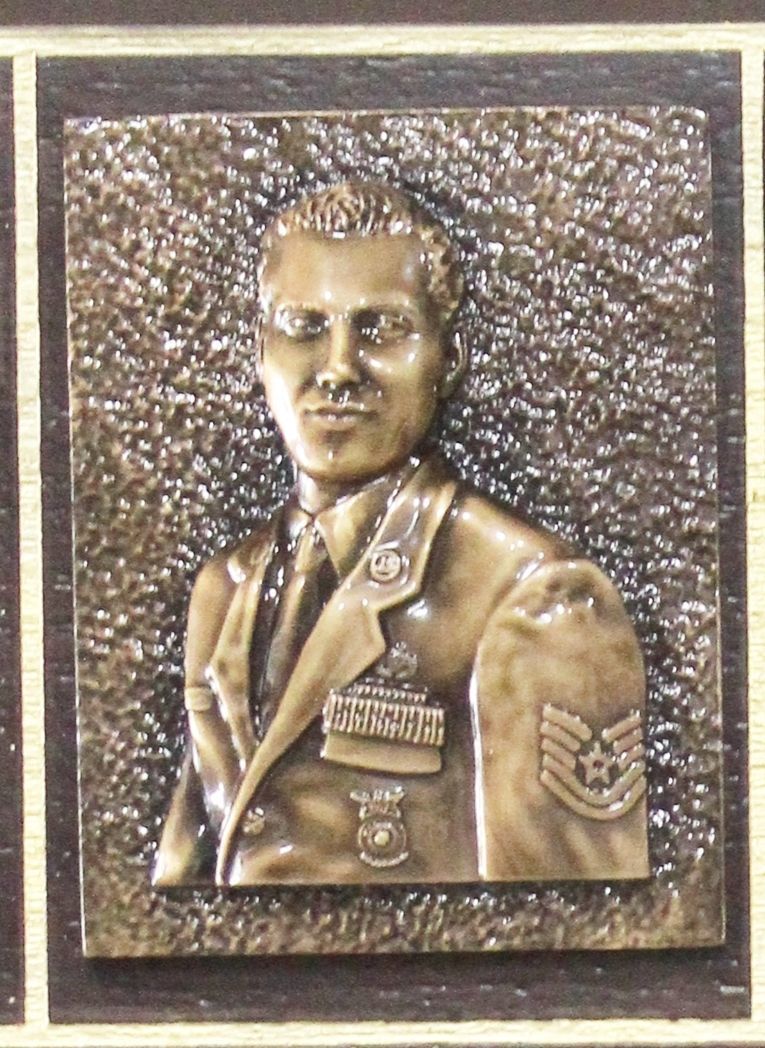 MA1175 - Sculptured 3-D Plaque of the Portrait of a US Air Force Sergeant with Sandblasted Background
