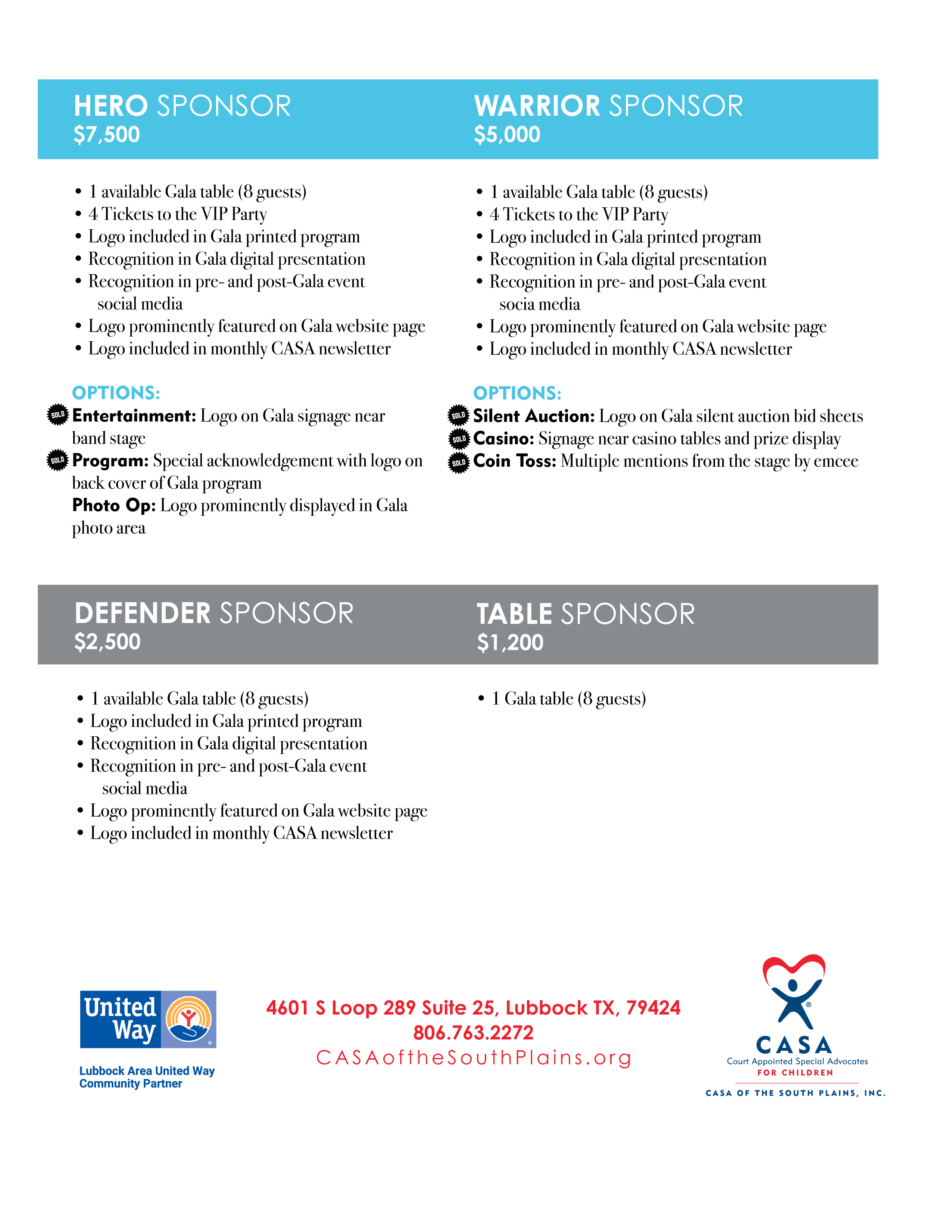 CASABlanca Gala Sponsorship