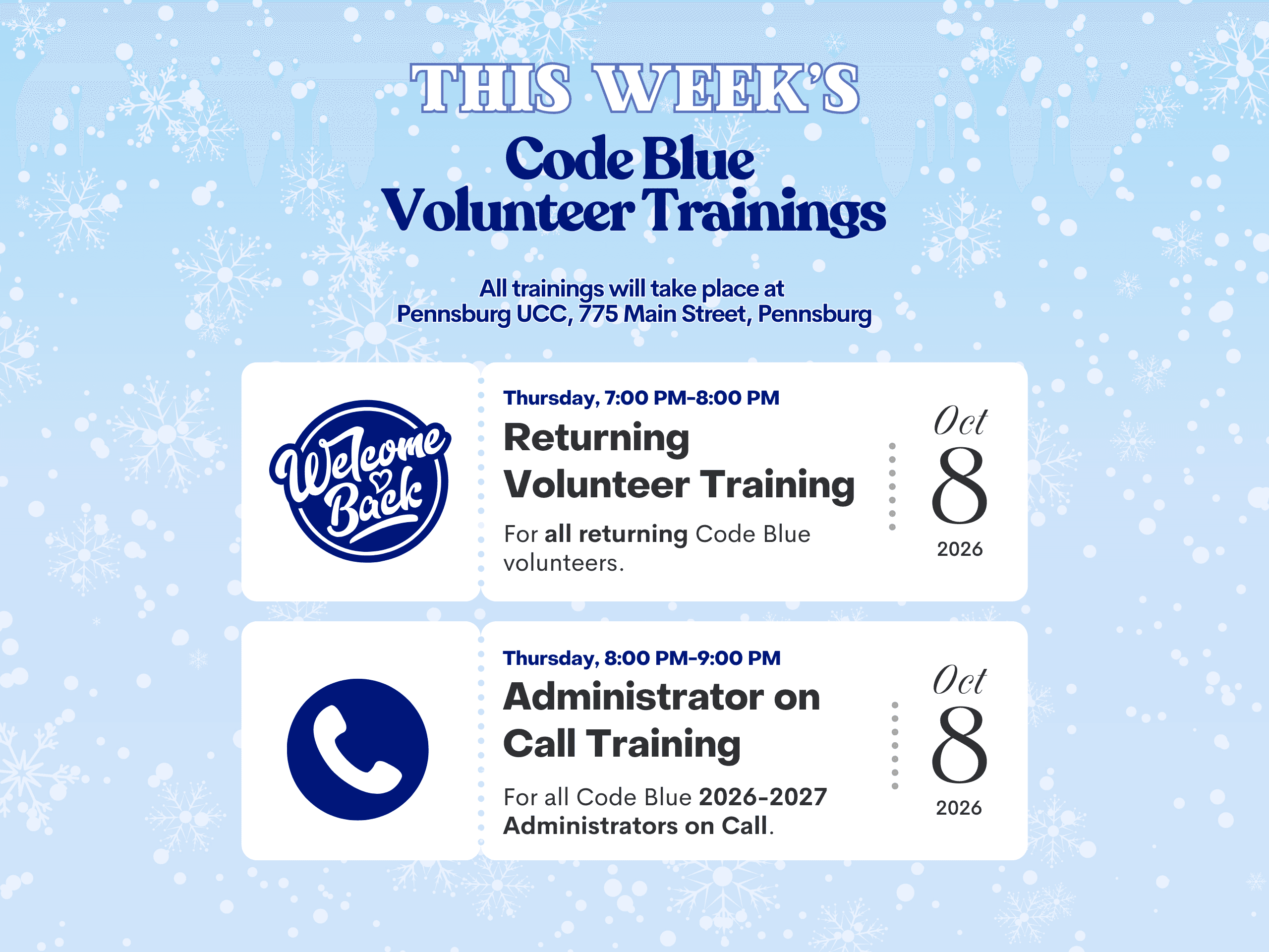 This Week: Code Blue Volunteer Trainings