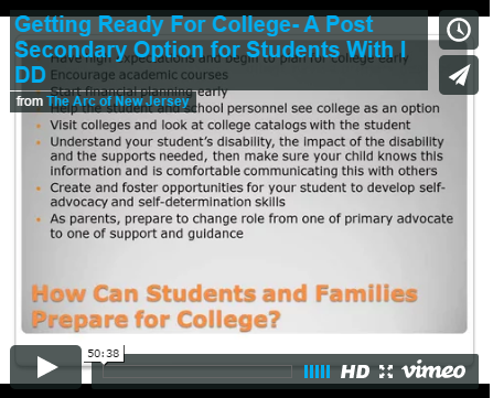 Getting Ready For College- A Post Secondary Option for Students With I DD