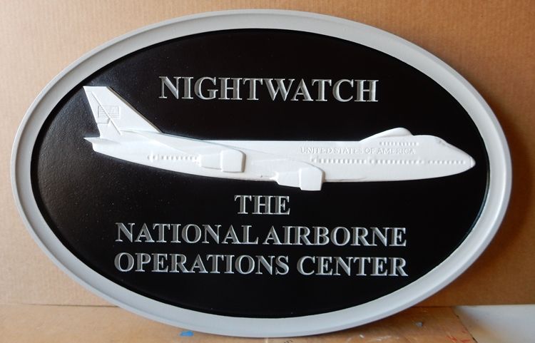 V31164 - Carved Wall Plaque for the National Airborne Operations Center, with Aircraft "Nightwatch"