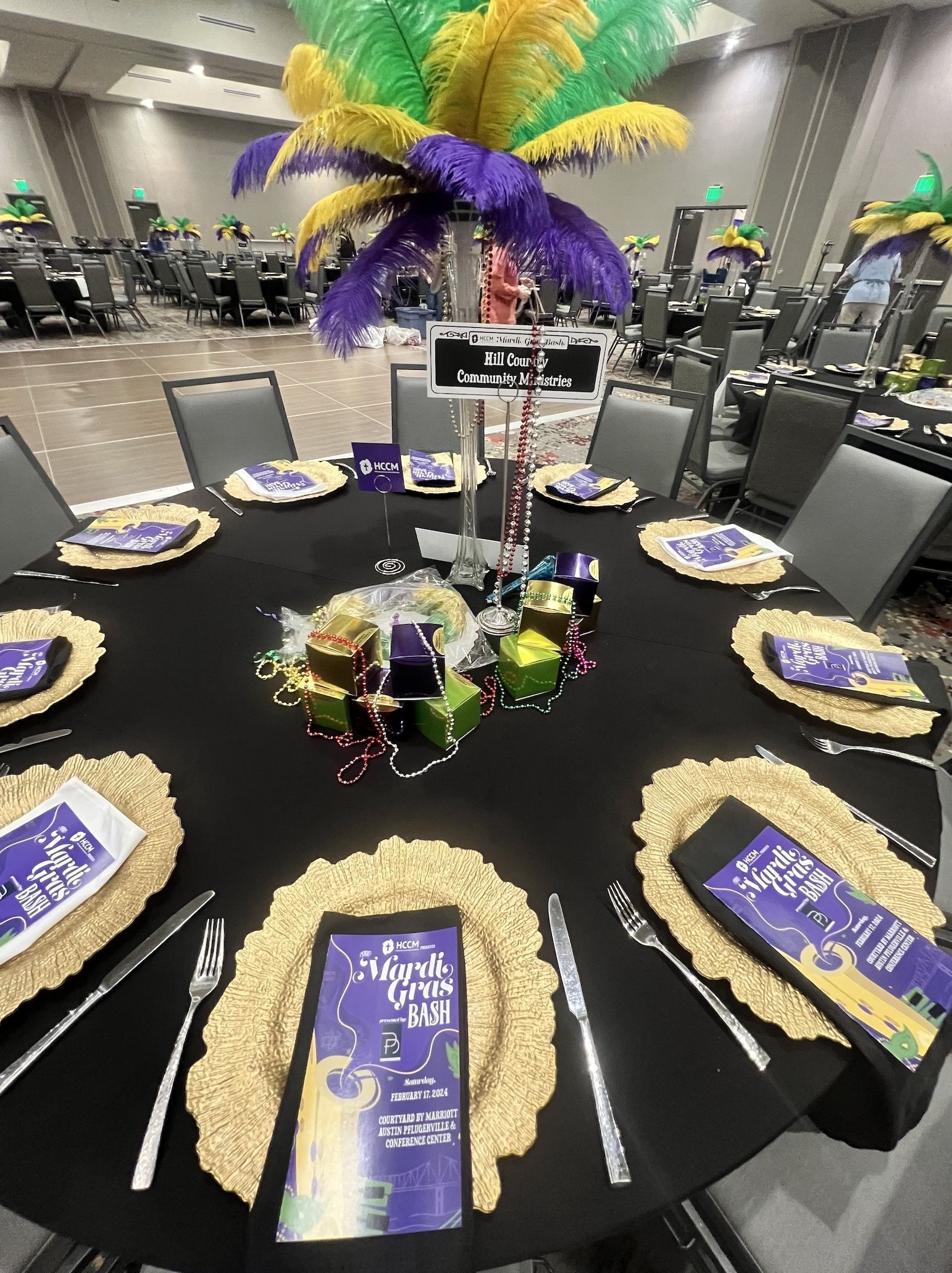 For years, I have wanted to create fundraising events that are FUN and different than what most people are doing.   This past Saturday night was Hill Country Community Ministries 5th gala…. The HCCM Mardi Gras Bash…. And I am 100% sure we did this.  We di