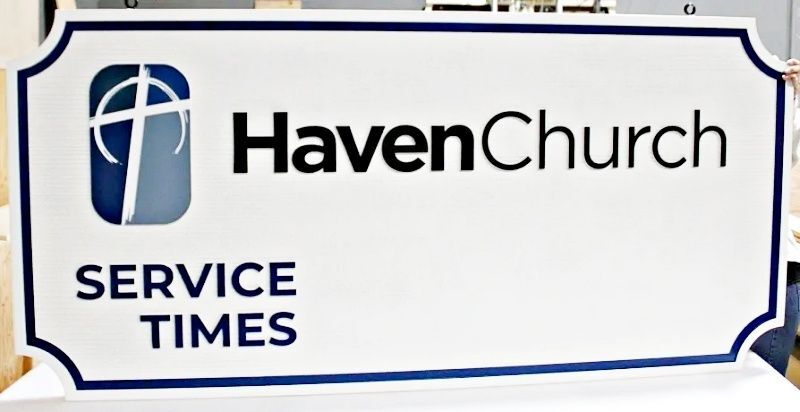 D13041 - Carved and Sandblasted HDU Sign for Haven Church