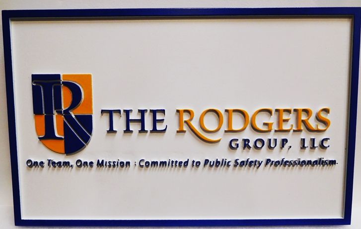 S28126 - Carved and Sandblasted Wood Grain  HDU Commercial Sign  for the "Rodgers Group, LLC " ,  2.5-D Artist-Painted