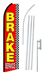 Brake Service Checkered Swooper/Feather Flag + Pole + Ground Spike