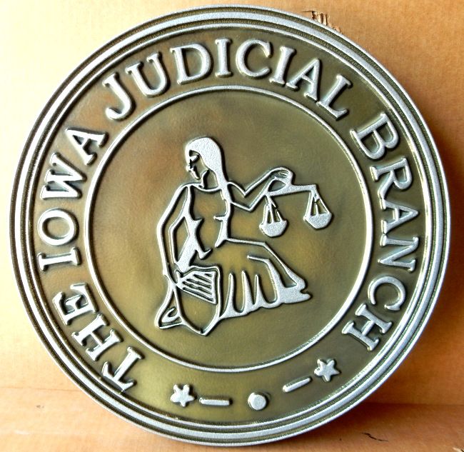 M7258 - Carved 2.5D Nickel-Silver Coated Wall Seal for the State of Iowa Judicial Branch