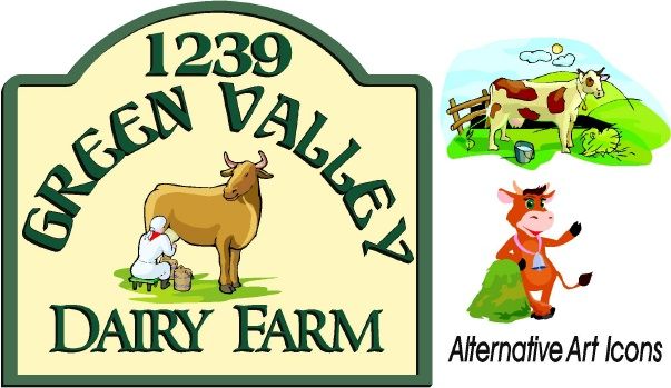 O24165 - Design of Dairy Farm Sign with Alternative Cow Art Icons  
