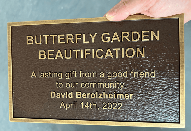 ZP-1230- Dedication Plaque for  the Butterfly Garden Beautification Project