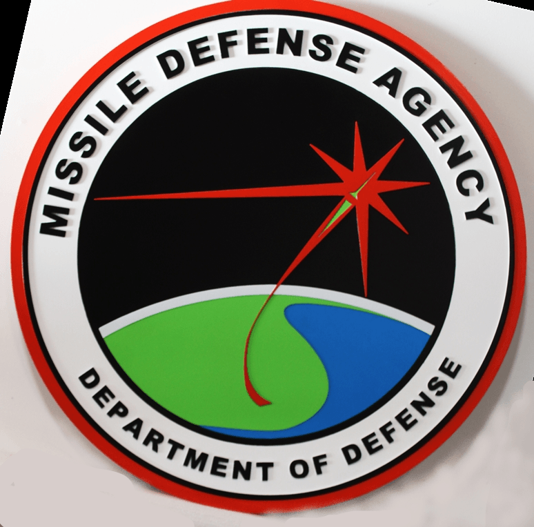 IP-1582 - Carved 2,5-D Raised Relief HDU Plaque of the Seal of the Missile Defense Agency
