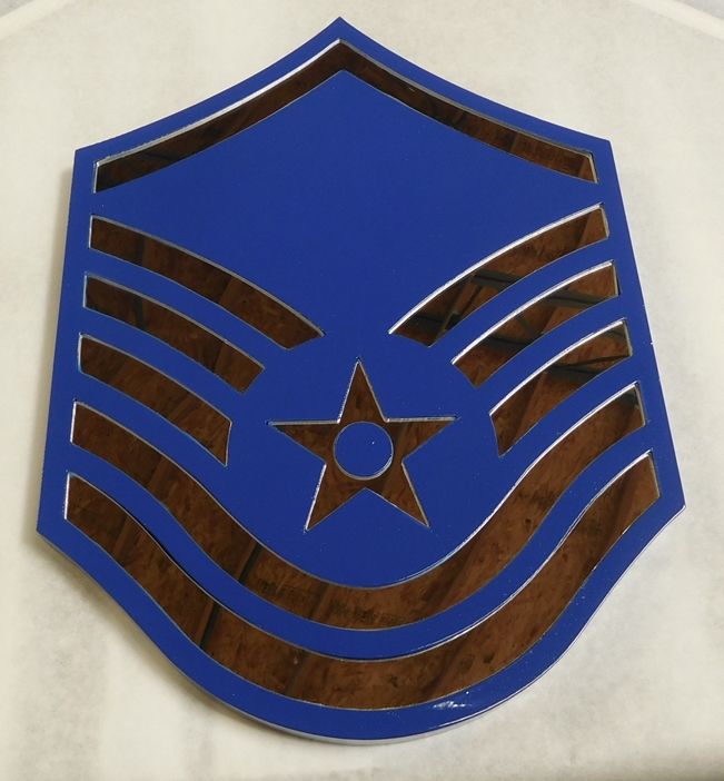 LP-8880 - Carved  Plaque of the Air Force  Master Sergeant (E-7) Rank Insignia,Mirror Finish