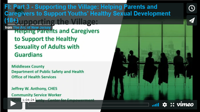 Part 3 - Supporting the Village: Helping Parents and Caregivers to Support Youths’ Healthy Sexual Development (Adulthood 18+)