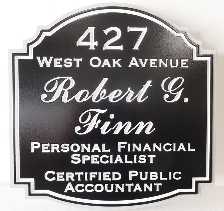 C12087 -  Engraved HDU Sign for Personal Financial Specialist and  CPA , with Address