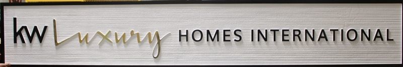 K20762 - Carved 2.5-D Raised Relief Sandblasted Wood Grain  High-Density-Urethane (HDU)  Residential Community  Sign for "kw Luxury Homes International"