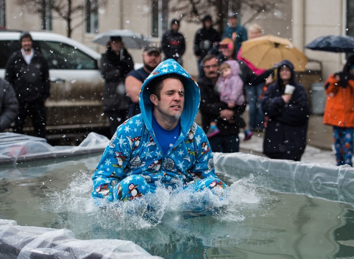 Man participating in the Polar Plunge