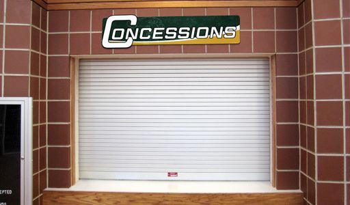 Concession sign above concession window, custom signs for schools, school navigation