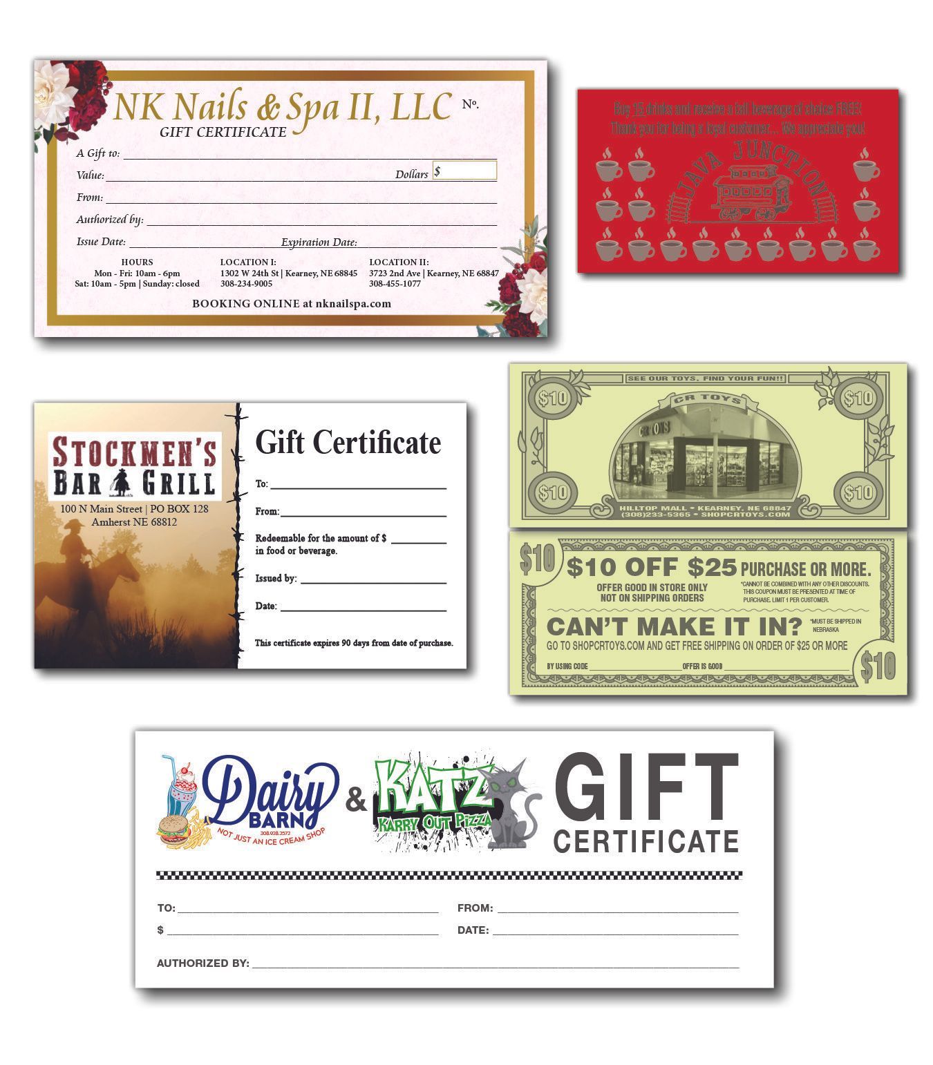 Gift Certificates, Coupons, & Punch Cards