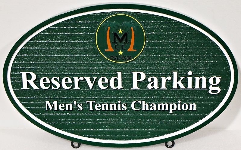 GB16873 - Carved HDU Reserved Parking Sign for Men's Tennis Champion