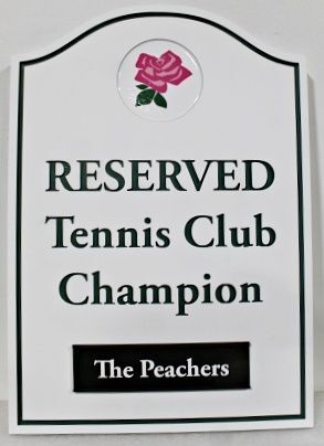 GB16860 - Carved HDU "Reserved Tennis Club Champion" Parking Space Sign