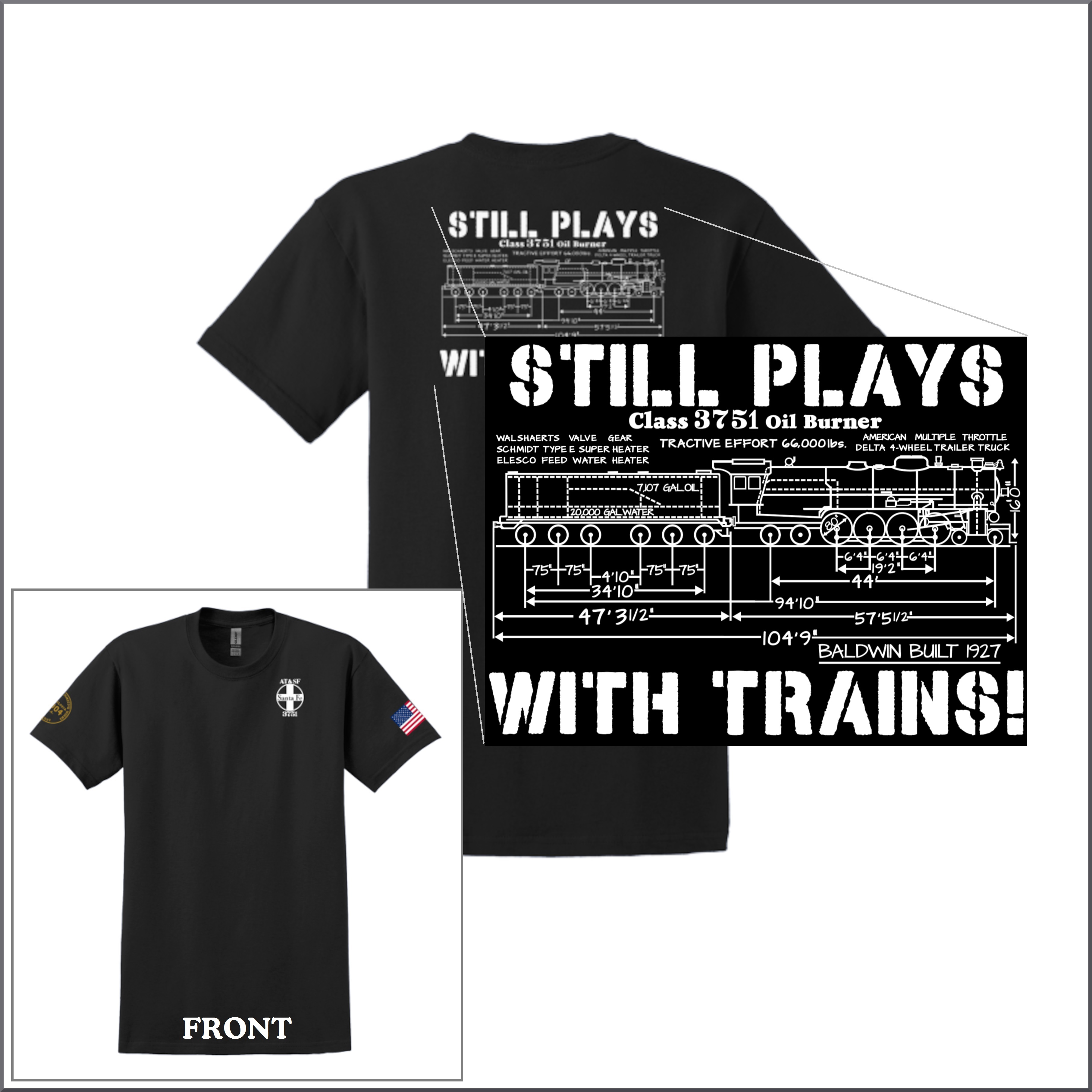 NEW!!! Still Plays With Trains - (Black) - Large
