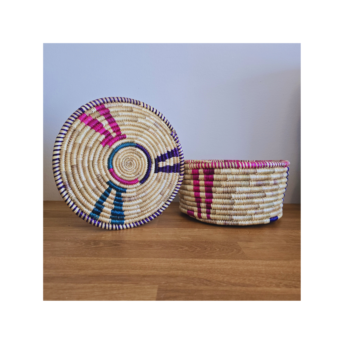 Handmade Basket  9"x5" with Lid