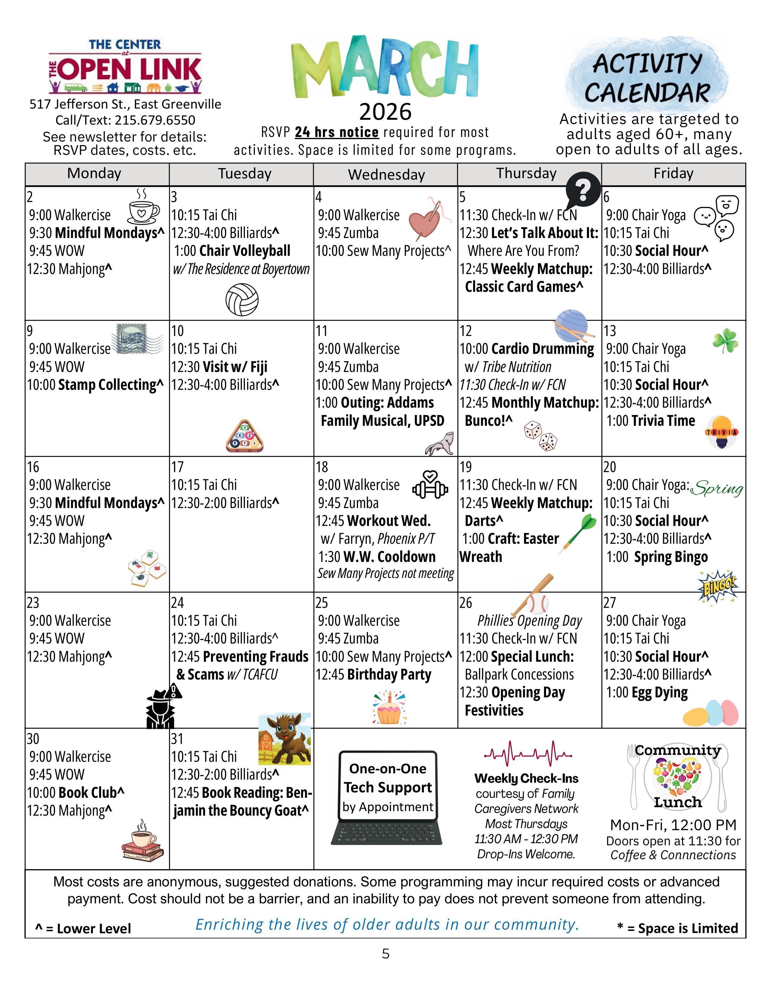 March 2026 Activity Calendar
