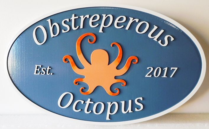 L21677 - Carved HDU "Obstrepeerous Octopus" Coastal Residence Sign
