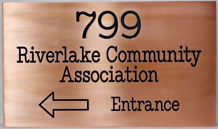 K20244 - Elegant Engraved Entrance Sign with Address for "Riverlake Community Association"