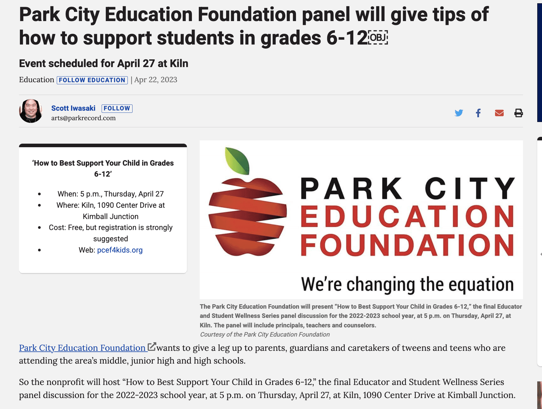 Park City Education Foundation panel will give tips of how to support students in grades 6-12