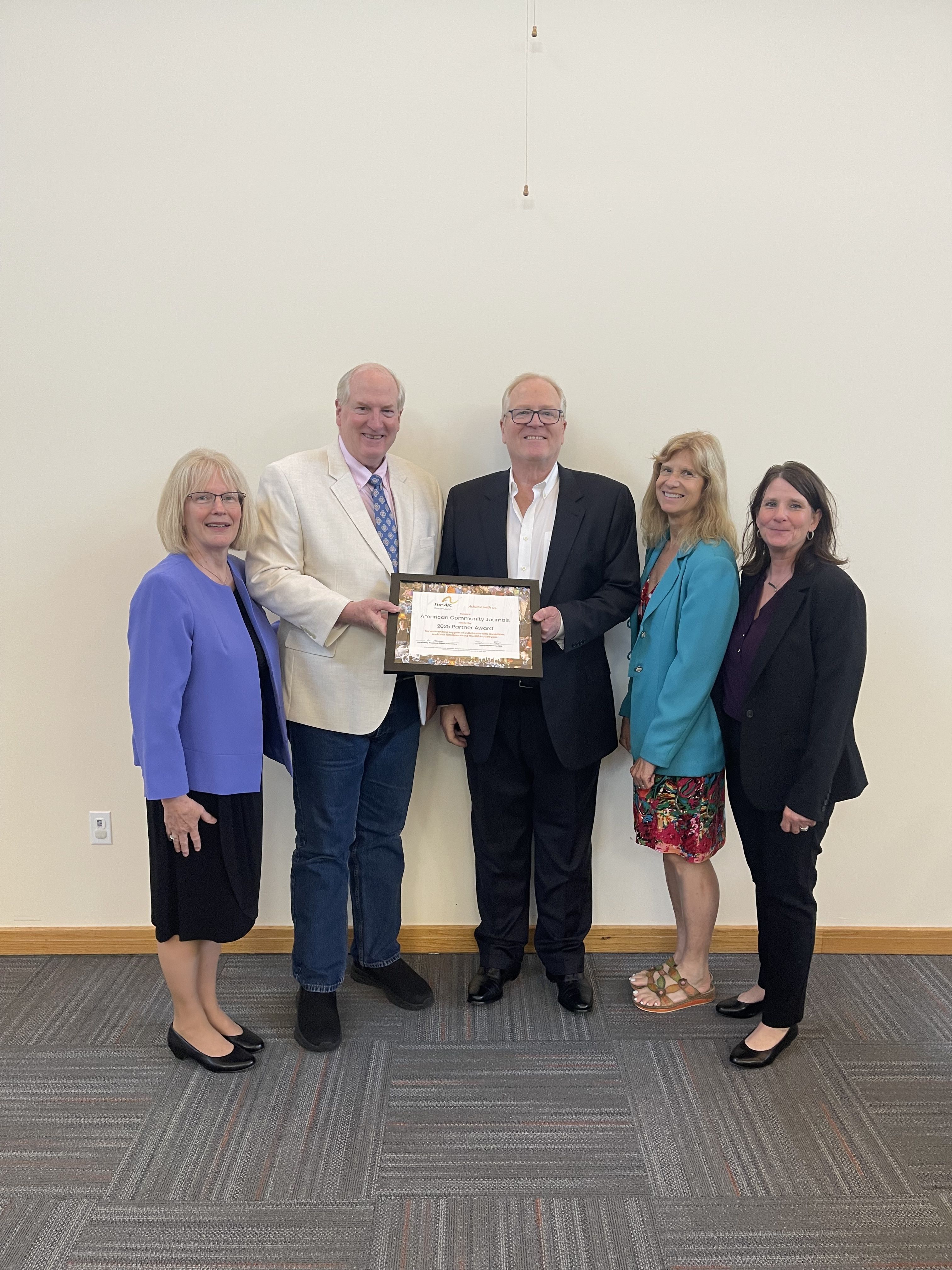 The Arc of Chester County Honors American Community Journals with Partner of the Year Award.