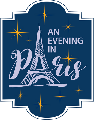 Image of the Eiffel Tower with stars and the words An Evening in Paris