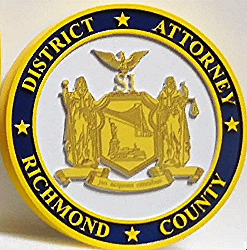 HQ-3080 - Carved 3-D Bas-Relief Plaque Seal of the District Attorney, Westchester County, State of New York