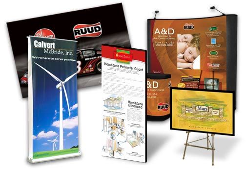 collage of various size posters branded for events