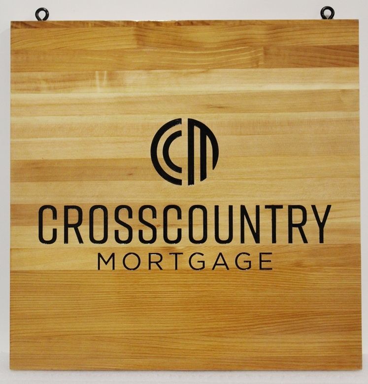 C12234 - Engraved Western Red Cedar Wood  Sign for "Crosscountry Mortgage"