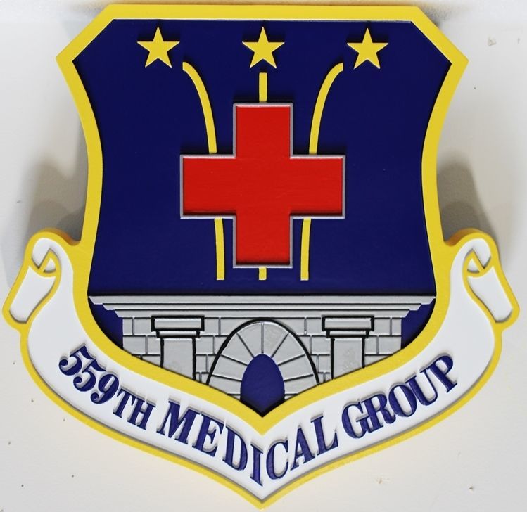 LP-8060 - Carved 2.5-D HDU Plaque of the Shield Crest of the 559th Medical Group, US Air Force