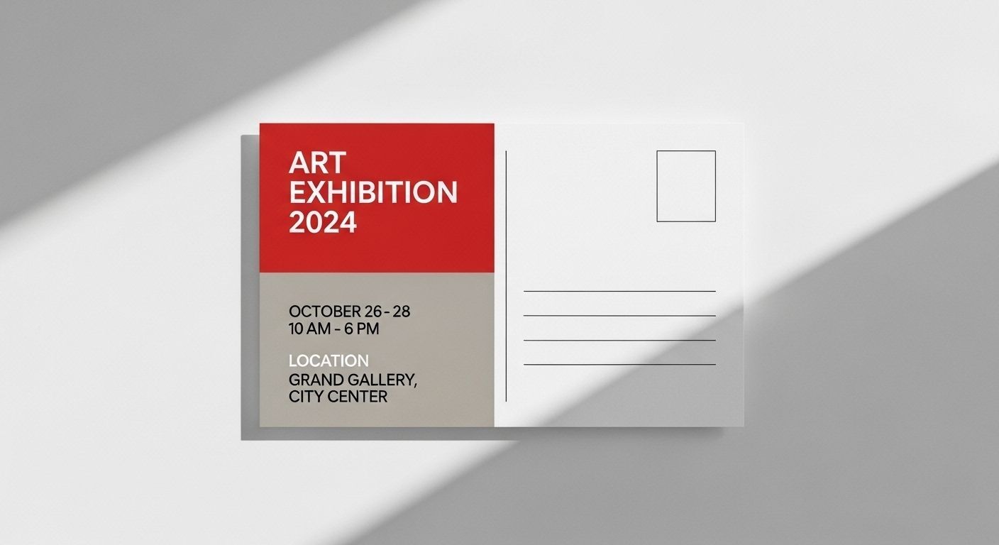 Custom postcard printing in Bellevue & Seattle displayed in a modern flat lay, ideal for promotions and announcements.