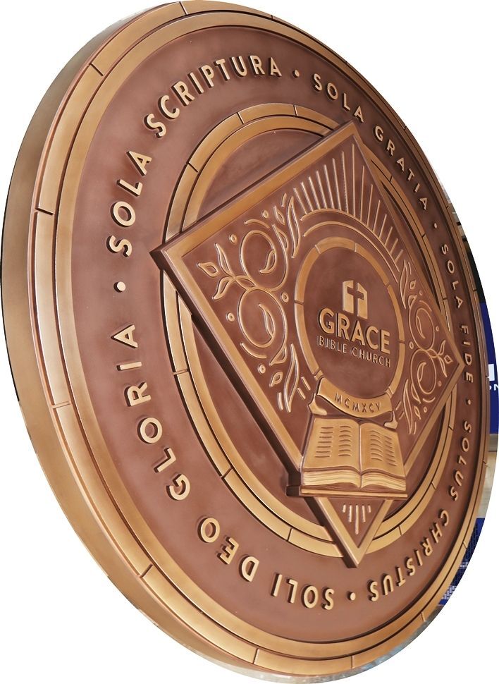 D13205A - Carved Elegant HDU Plaque for "Grace Bible Church"
