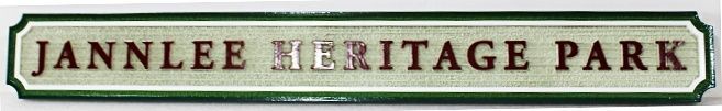 GA16469A - Carved HDU Wood Grain Texture Sign for "Jannlee Heritage Park"
