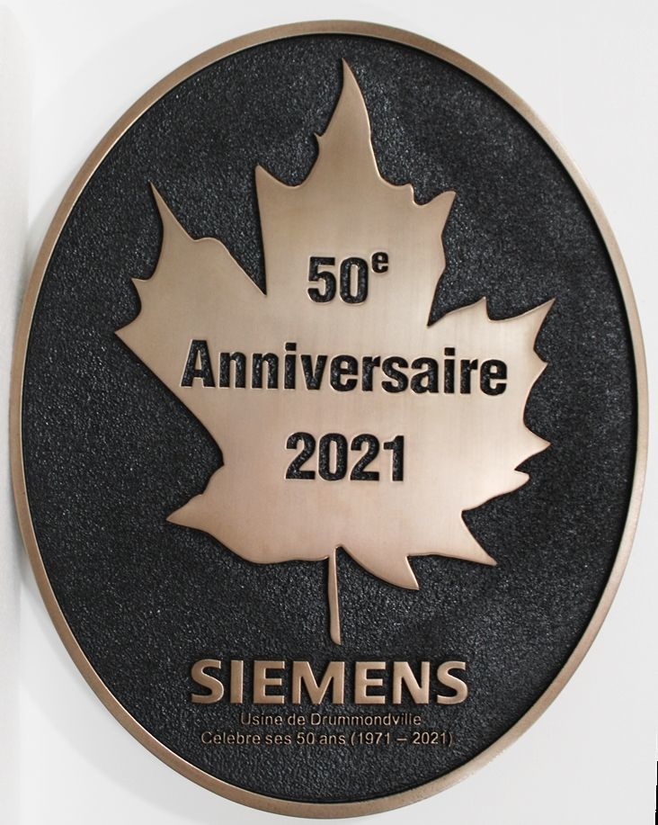 VP-1310 - Carved and Sandblasted Bronze-Plated Plaque for 50th Anniversary Of Siemens 