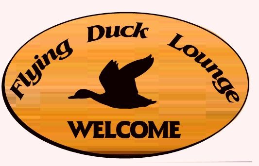 RB27145- Engraved Cedar Wood Sign  for the " Flying Duck Bar and Cocktail Lounge" 